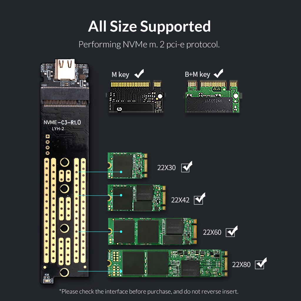 Hộp ổ cứng SSD ORICO NVME M.2 M2PJ-C3-GY