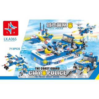 Lắp ráp Ghép Hình Cảnh Sát Biển POLICE SEA CITY 713 Miếng Ghép LX365