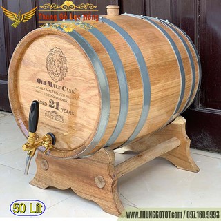 THÙNG GỖ SỒI NGÂM Ủ RƯỢU 50 LÍT