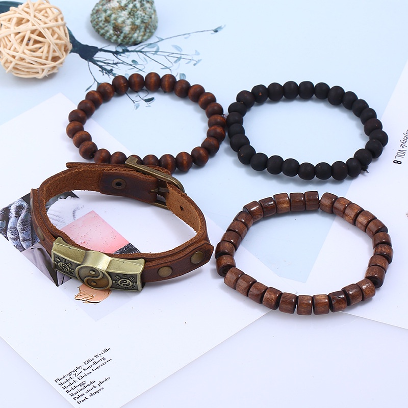 Vòng Tay Da Nhiều Sợi Phong Cách Retro