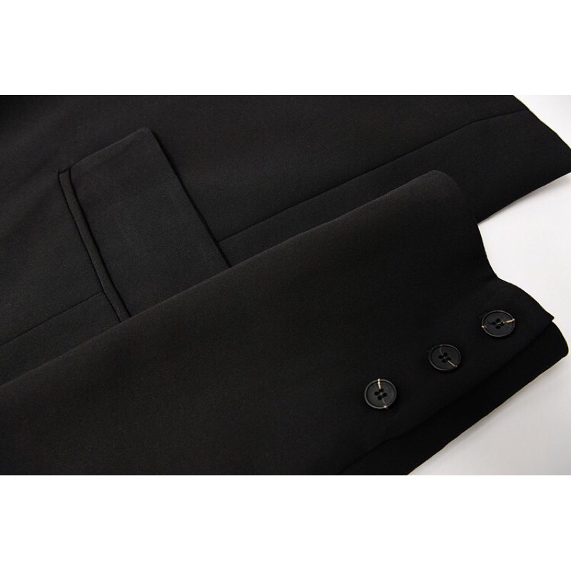 Áo khoác màu đen kèm nịt mùa xuân  2021 phong cách Hàn Quốc