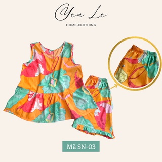Đồ bộ lụa Cam Sữa SÁT NÁCH QUẦN ĐÙI mặc nhà