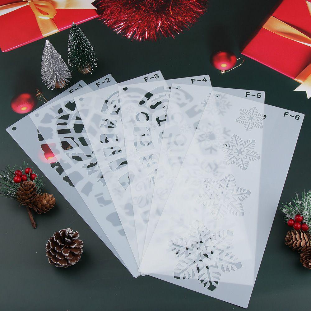 Bộ 4 / 6 Khuôn Vẽ Trang Trí Tường / Cửa Sổ Họa Tiết Giáng Sinh