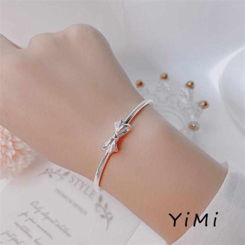 Vòng Đeo Tay Bạc Đính  Nơ Ngọt Ngào Dễ Thương Làm Quà Tặng Cho Bạn Gái/ Bạn Gái