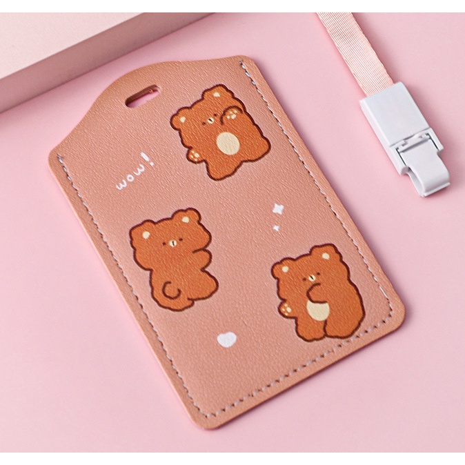 Dây Đeo Thẻ Học Sinh/ Sinh Viên In Hình Dễ Thương - Da PU Cao Cấp