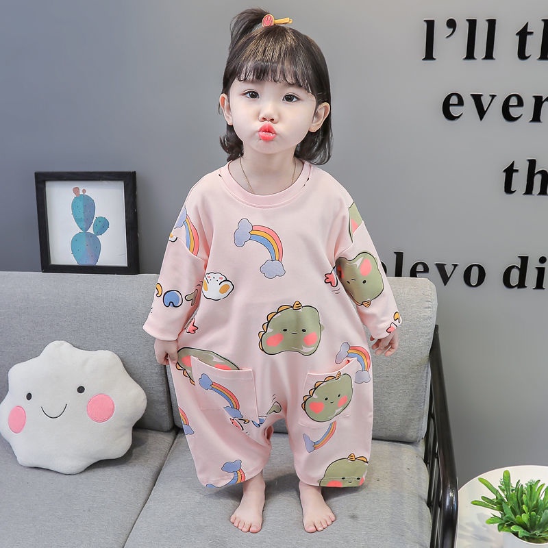 Bộ Đồ Ngủ Liền Thân Tay Dài Phong Cách Công Chúa Mùa Xuân Thu Mới Cho Bé Gái