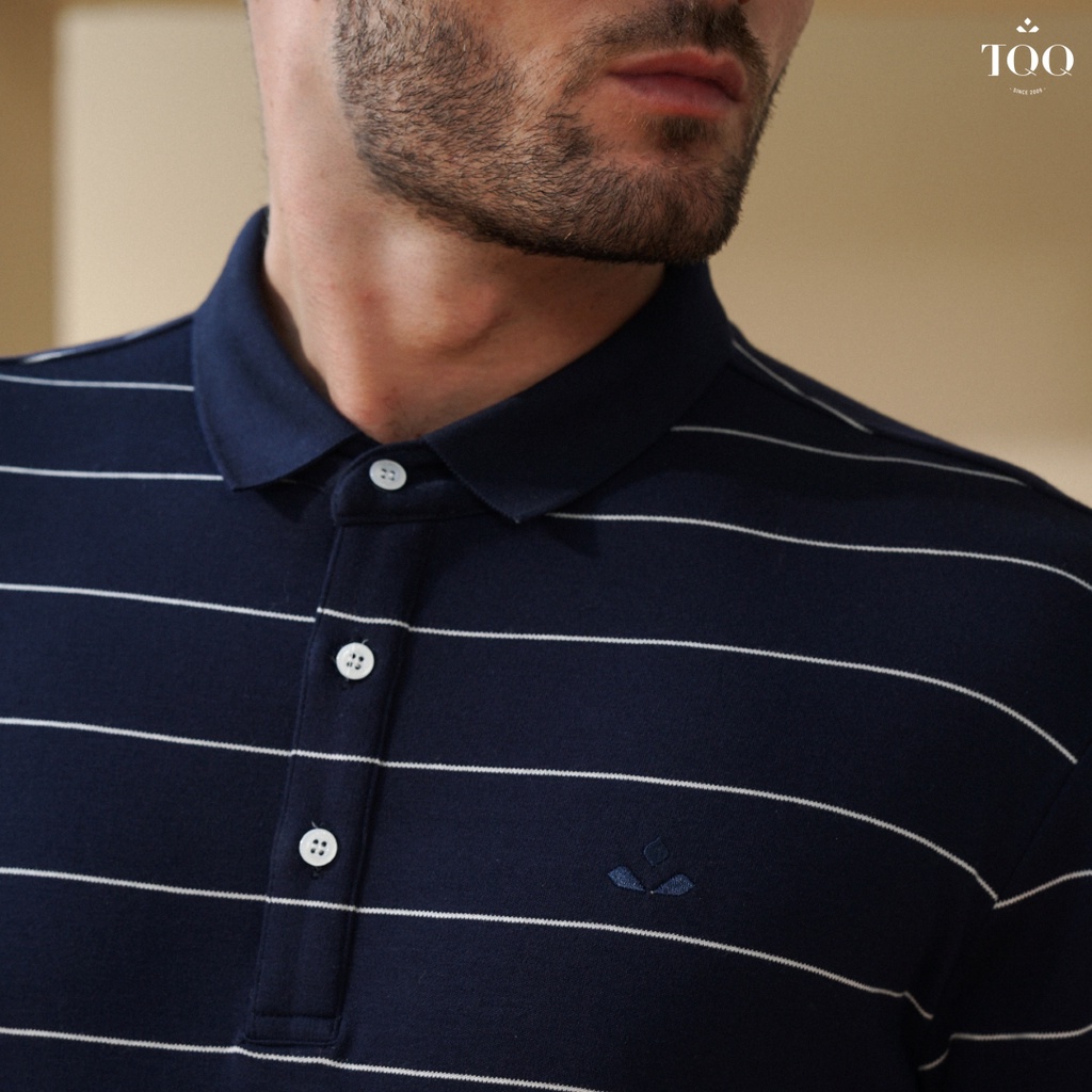 Áo polo nam dài tay cổ bẻ TQQ NPL05 họa tiết kẻ ngang lịch lãm sang trọng
