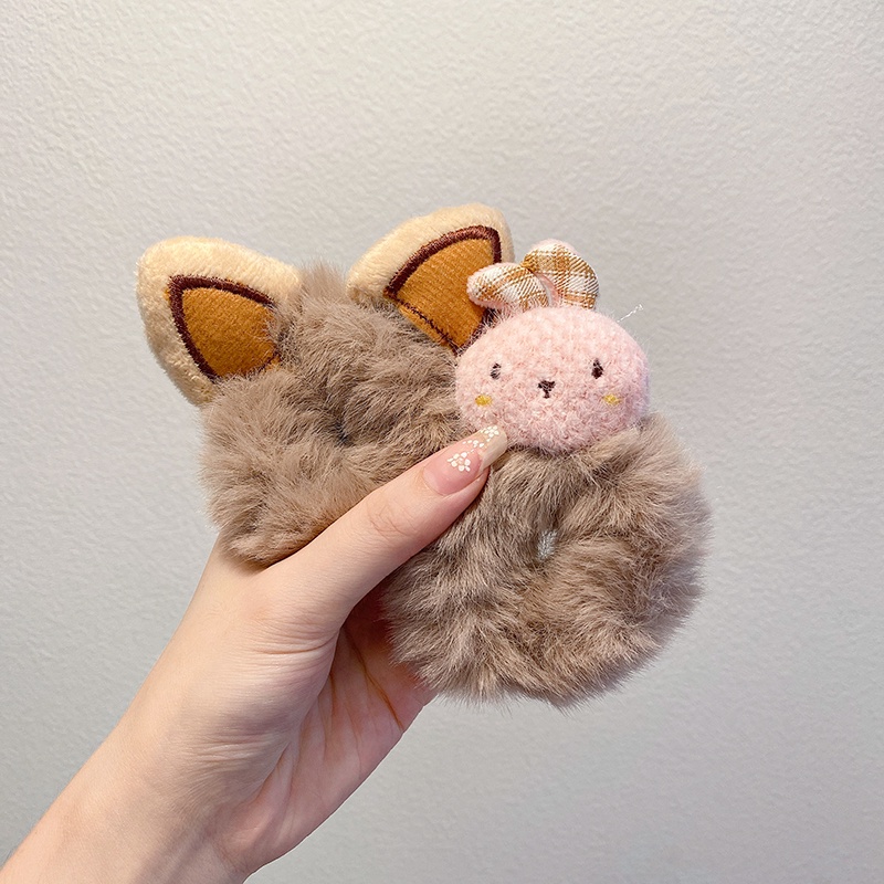 Dây buộc tóc hình thỏ nhồi bông dễ thương phong cách Hàn Quốc