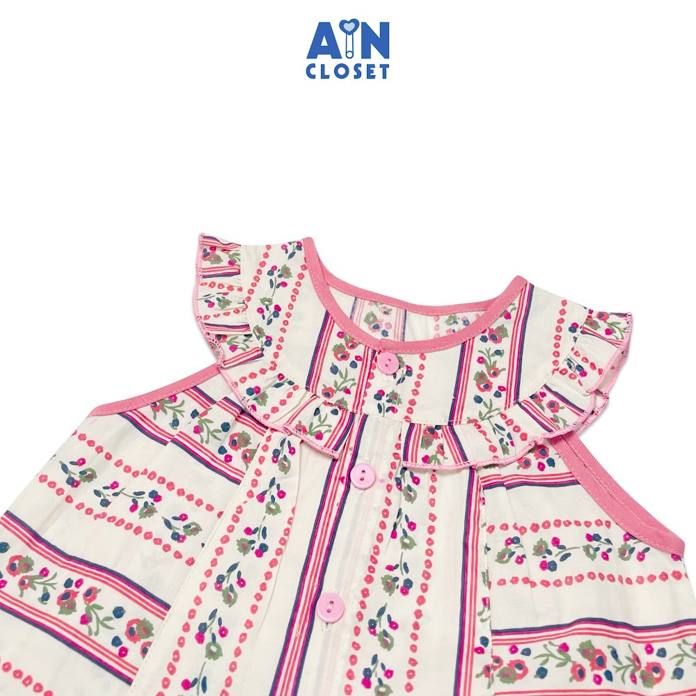 Bộ quần áo ngắn bé gái họa tiết Vector đường hoa nâu cotton - AICDBGM2SKFS - AIN Closet