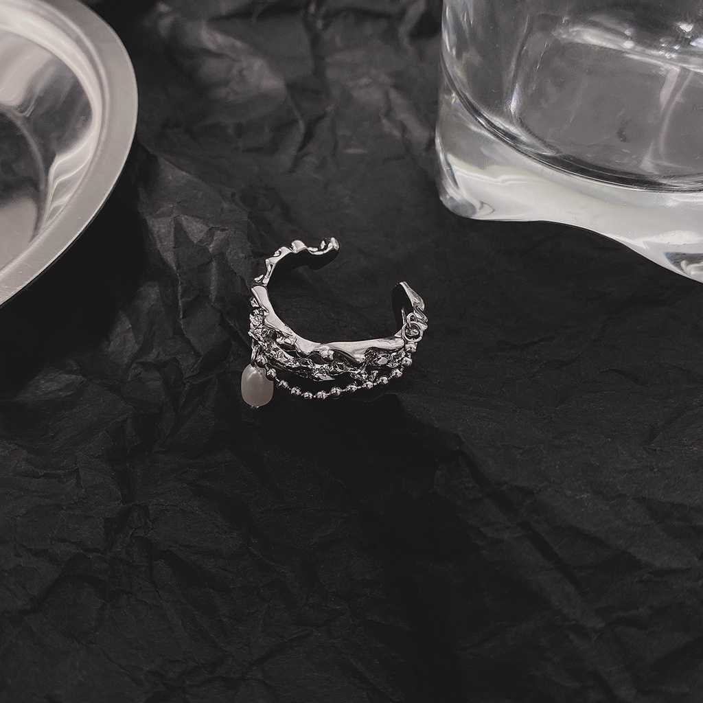 Nhẫn Tua Rua Đính Đá Ngọc Trai Màu Xanh Dương Sang Trọng Thời Trang Cho Nữ