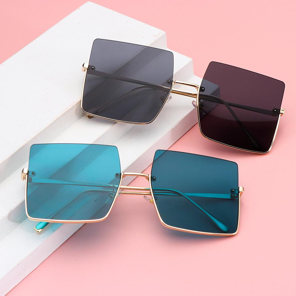 Kính Mát Nửa Gọng Vuông Kim Loại Thời Trang Đường Phố Cho Nữ