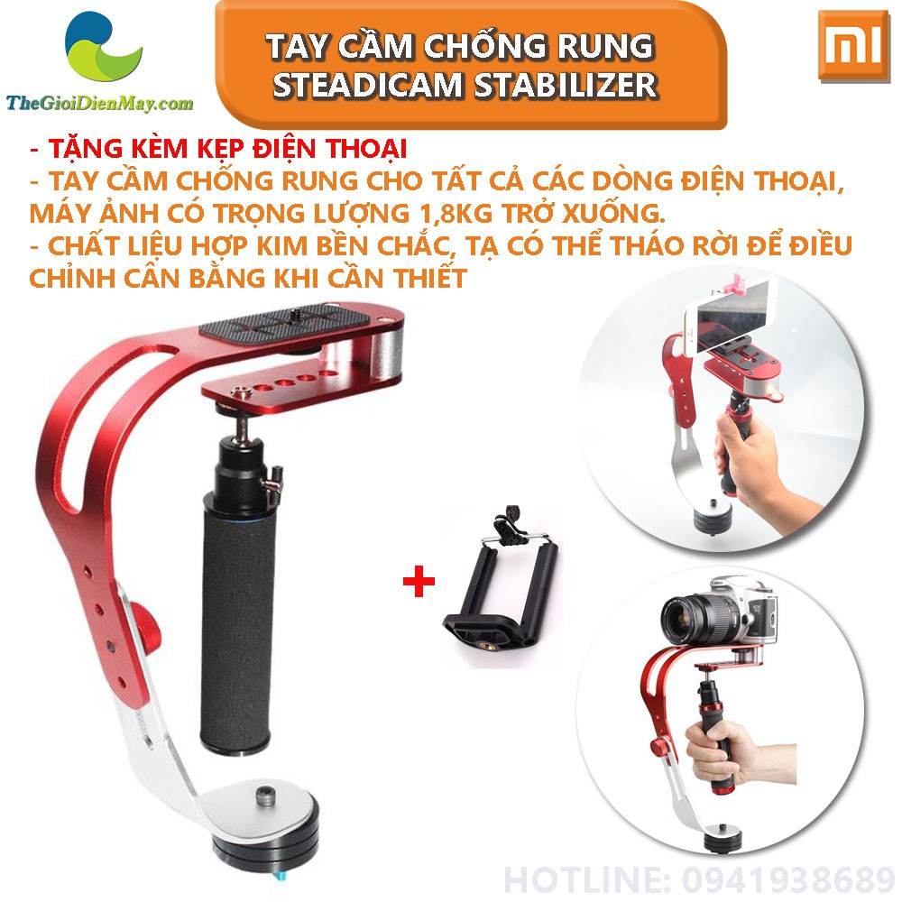 [ELPSJUNE hoàn 30k xu] Tay cầm chống rung - Stabilizer Steadicam cho camera hành trình, hành động, điện thoại | BigBuy360 - bigbuy360.vn