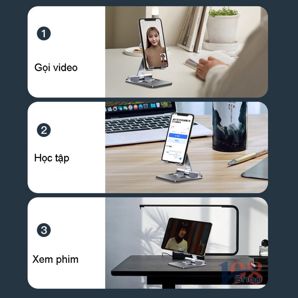 Giá Đỡ Điện Thoại, Máy Tính Bảng M54. Giá Đỡ Điện Thoại Chất Liệu Hợp Kim Nhôm Nguyên Khối, Có Thể Gấp Gọn.
