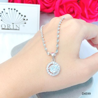 Dây chuyền bạc, dây xoắn mặt đá tròn thanh lịch thiết kế cao cấp Orin D4599