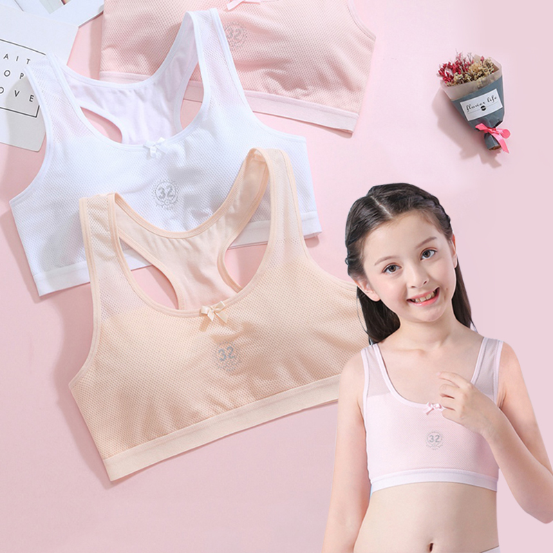 Áo Lót Thể Thao Bằng Cotton Thoáng Khí Cho Bé Gái 10-15 Tuổi