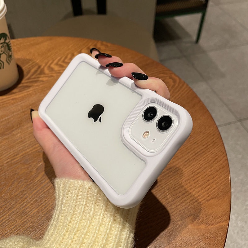 Ốp điện thoại nhựa TPU mềm trong suốt có viền trắng chống va đập cho iPhone 12promax 11 x/xr/Xs Max /7 8plus