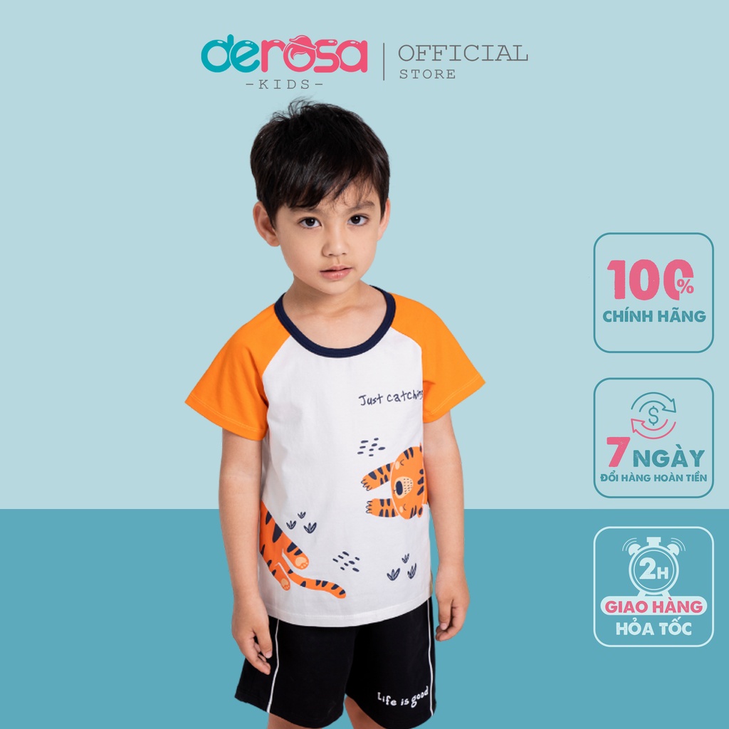 Áo cộc tay hè chất liệu cotton cho bé trai (3 - 8 tuổi) DEROSA KIDS ASKD001A