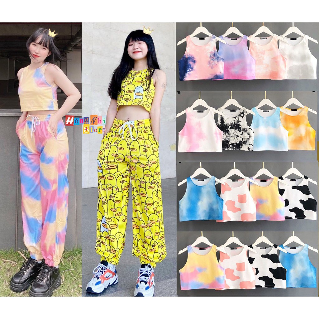 Áo 3 Lỗ Ngược Croptop Ulzzang 3D Loang Màu Dáng Ôm Body - MM