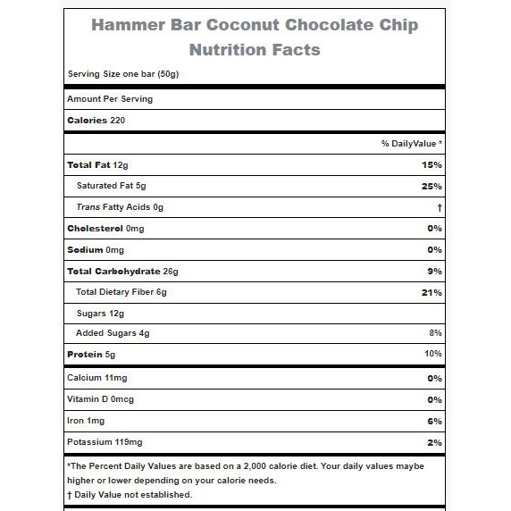 Thanh Năng Lượng Raw Energy Hammer Bar - Vị Coconut Chocolate Chip ( 1 thanh )