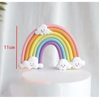 Phụ kiện trang trí bánh sinh nhật_Trang trí cầu vồng + 3 mây cười