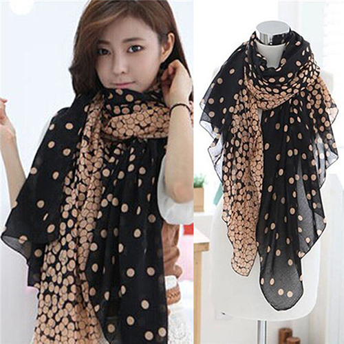 Khăn Choàng Cổ Chấm Bi Thời Trang Cho Nữ Bản To Tiện Lợi