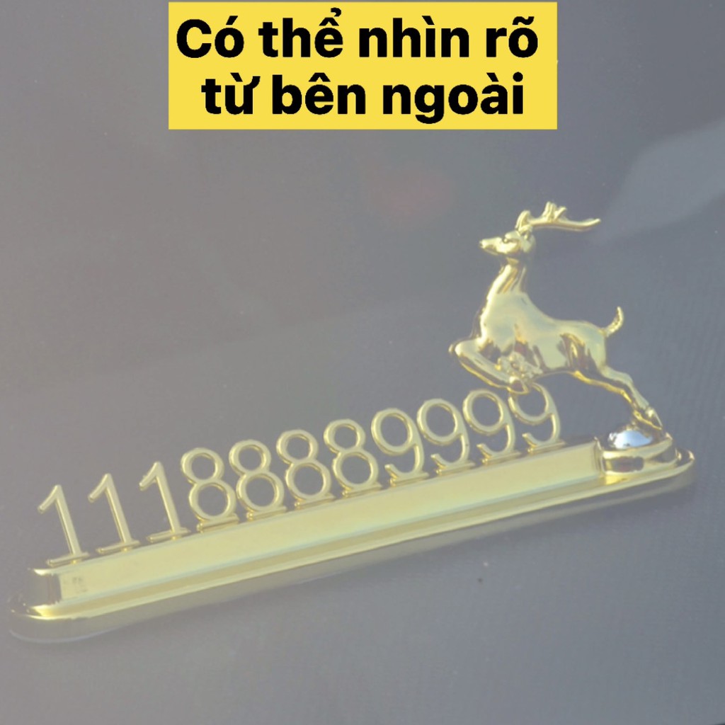 Bảng Số Điện Thoại Ô Tô 🧡𝑭𝑹𝑬𝑬𝑺𝑯𝑰𝑷🧡 Bảng Số Mạ Vàng Hình Con Hươu Sóc Gắn Trên Mặt Taplo Xe Hơi Thiết Kế Sang C