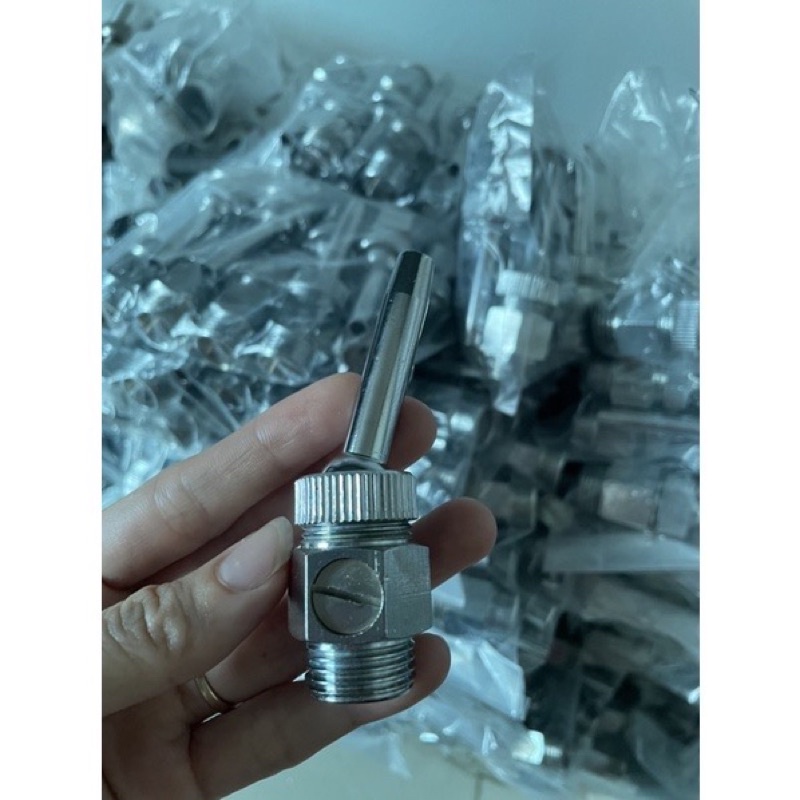 Đầu phun 1 tia inox phi 27mm có van áp chỉnh