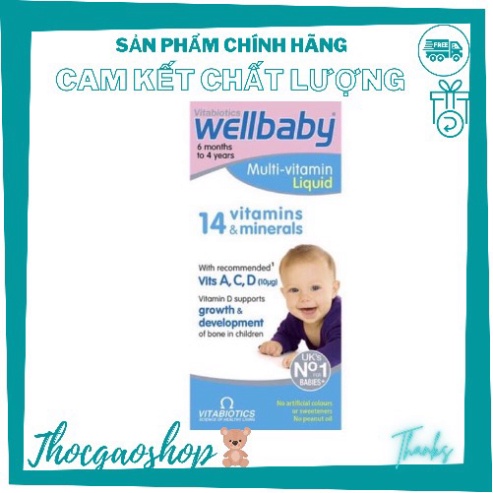 Siro Wellbaby Multivitamin liquid 150ml Anh chính hãng Vitabitotics cung cấp 14 vitamin và khoáng chất cần thiết