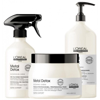 Dầu gội + hấp dầu + dưỡng chất l'oreal metal detox giúp thải độc cho tóc 1500ml