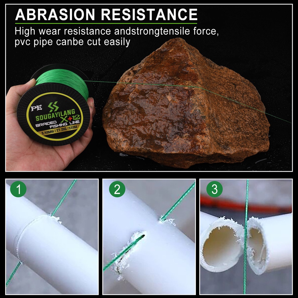 Cuộn dây câu cá SOUGAYILANG bện 12 sợi PE 350m siêu chịu lực 29-60LB