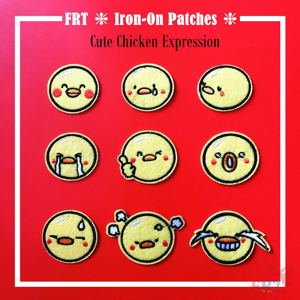 Miếng vá ủi nhiệt hình chú gà dễ thương dùng trang trí áo quần
