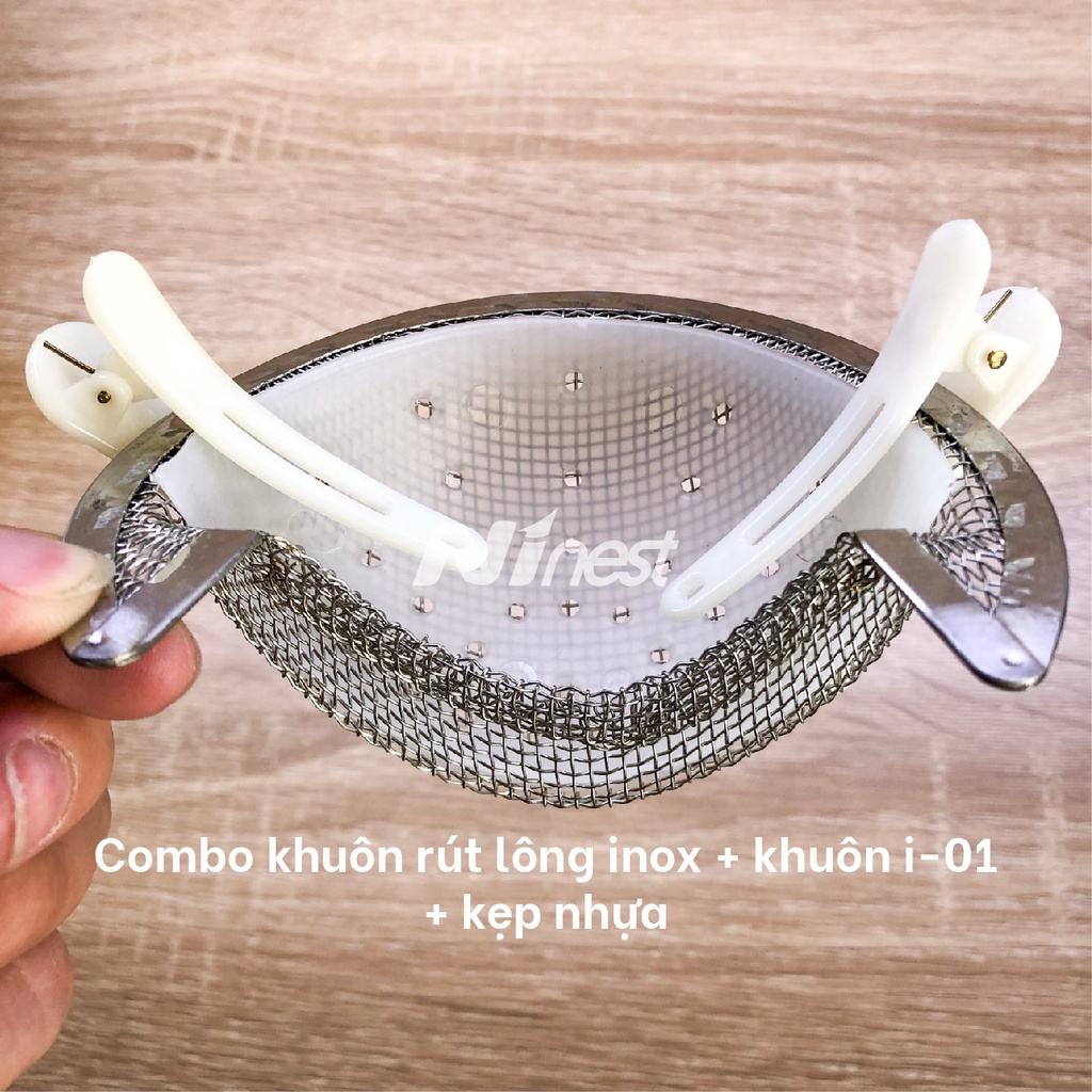 Combo khuôn đắp yến, định hình tổ tặng kèm 2 kẹp nhựa - Bộ khuôn rút lông inox, khuôn nhựa chiếc lá I-01