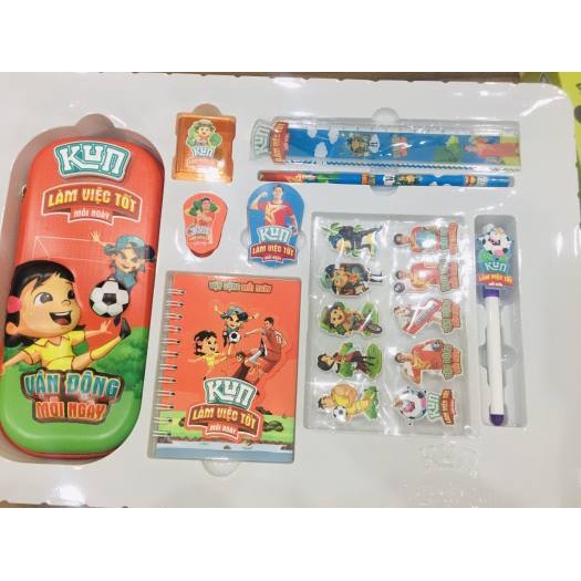 Bộ đồ dùng học tập Kun set 9 món - Hộp bút Kun hàng khuyến mãi sữa Kun ( giao mẫu ngẫu nhiên)