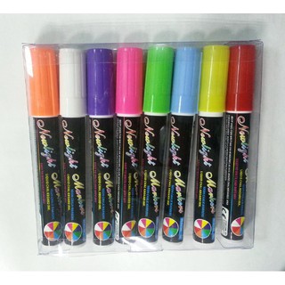 Bộ bút phấn nước 8 màu dạ quang ngòi 6mm cho bảng trắng