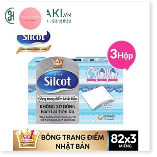 Bộ 3 hộp bông tẩy trang cơ bản silcot silcot velvety touch cotton 82 miếng/hộp