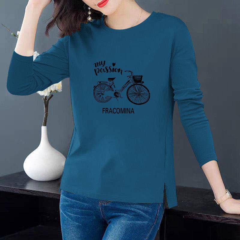 Áo Thun Dài Tay nữ trung niên các mẹ mặc Plus kích thước in ngọn