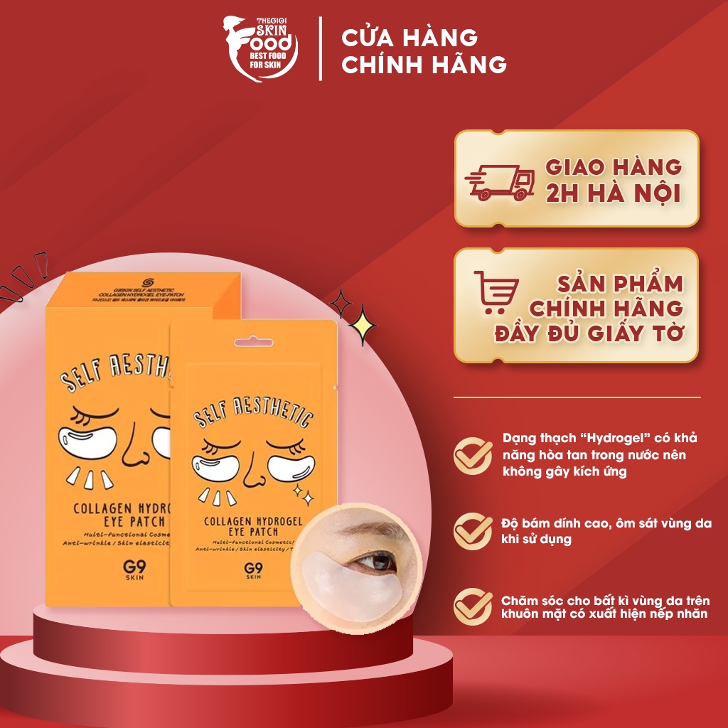 Mặt Nạ 2in1 Mờ Thâm, Cải Thiện Nếp Nhăn Vùng Mắt G9Skin Self Aesthetic Collagen Hydrogel Eye Patch 3g
