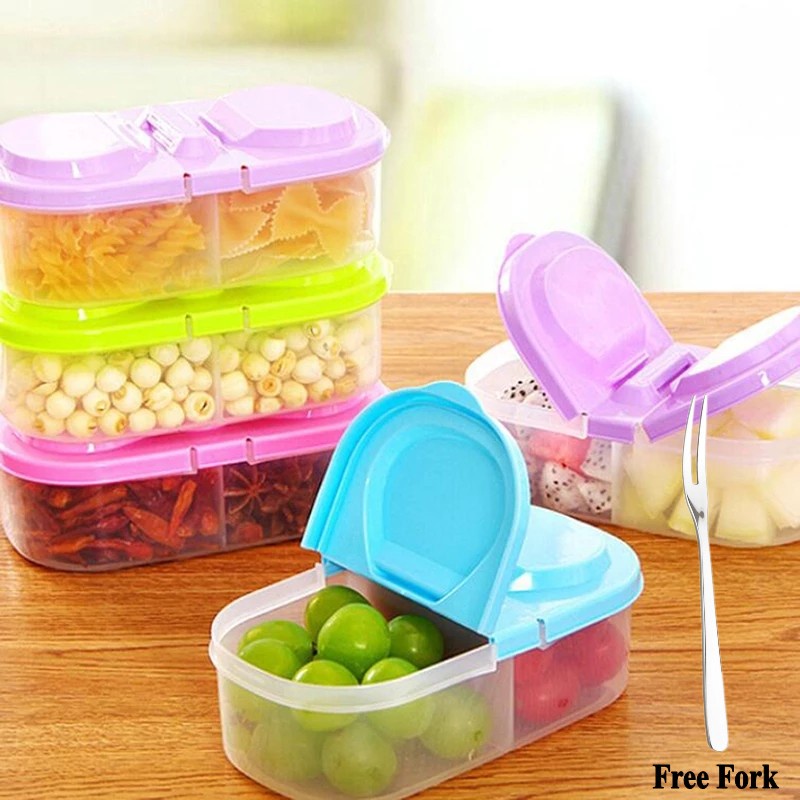 Set 2 món gồm hộp bảo quản thực phẩm trong tủ lạnh và nĩa tiện dụng