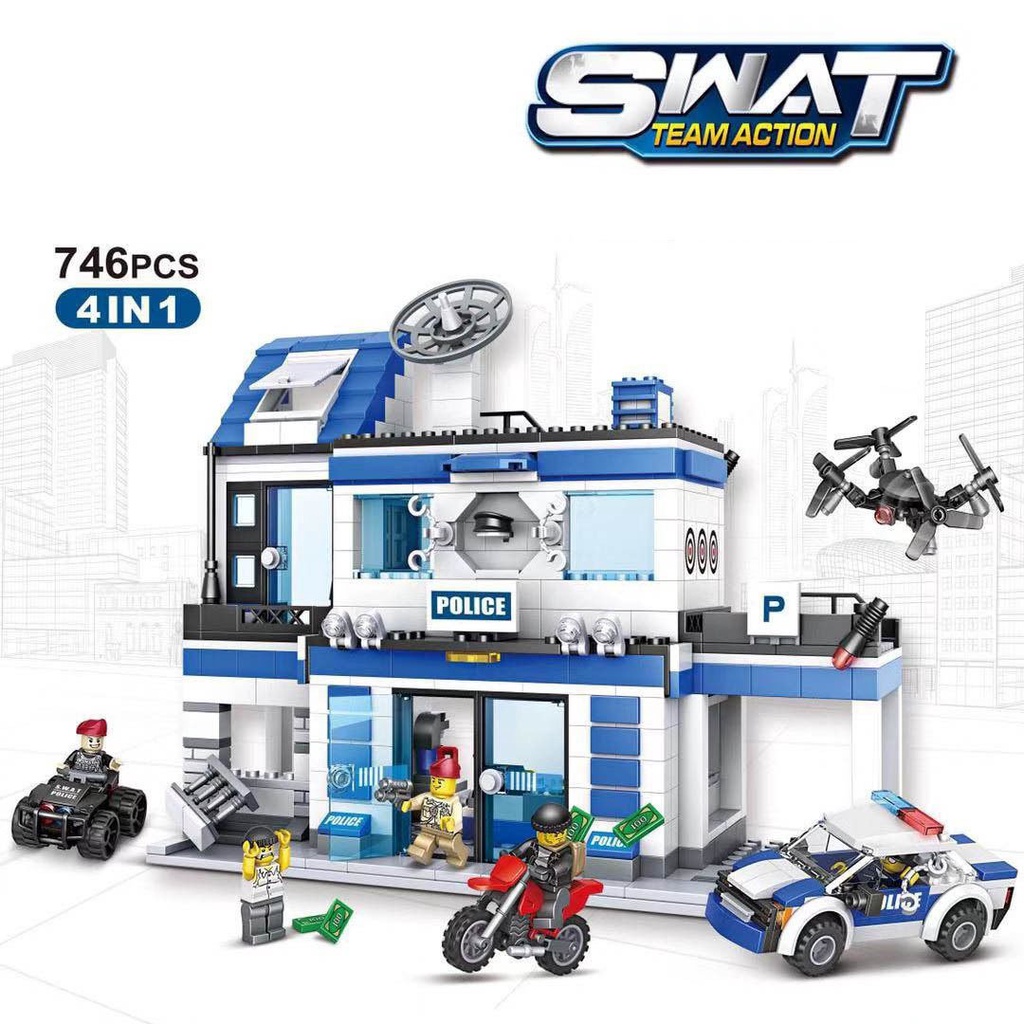 Đồ chơi lắp ghép xếp hình lego cảnh sát mô hình trụ sở cảnh sát Special Police 746 mảnh ghép