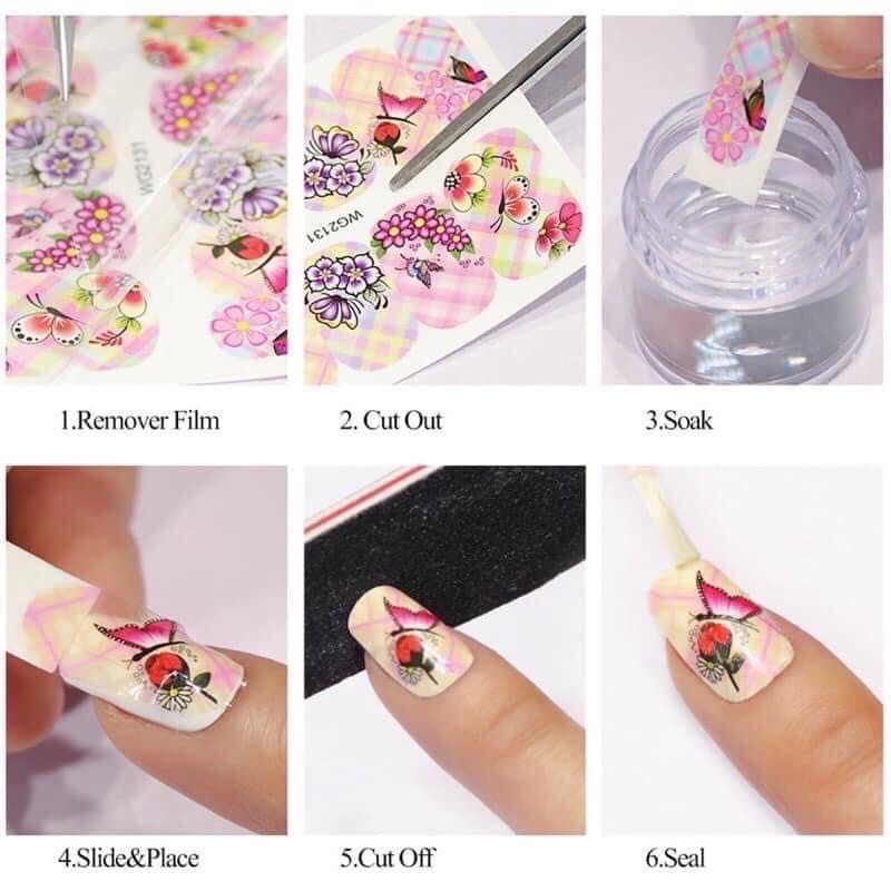 Sticker nước dán móng hoa tím