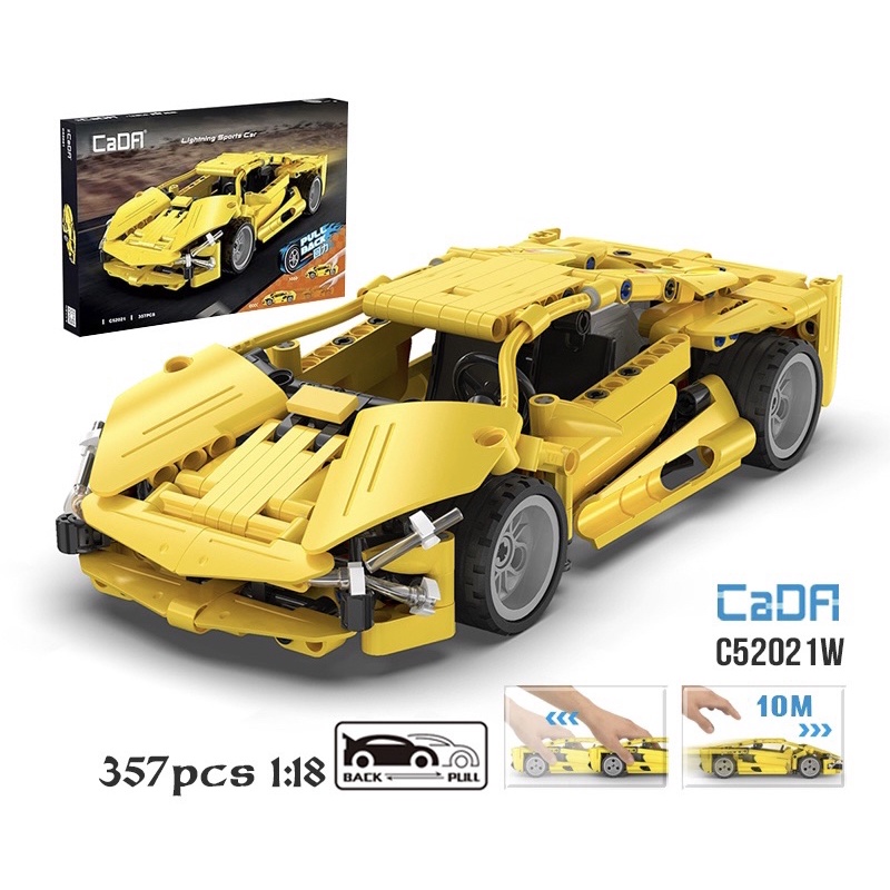 Đồ chơi lắp ráp Xe thể thao Lightning CADA C52021W-357pcs- lego lắp ghép ô tô chạy đà kéo cót