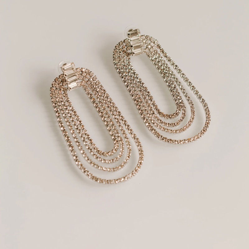 Bông Tai Đa Năng Nhiều Lớp Đính Đá Zircon Sáng Bóng Thiết Kế Thời Trang Cá Tính