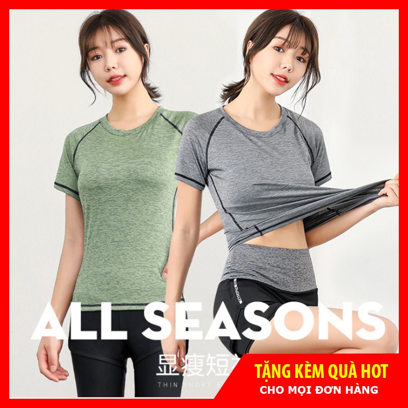 Áo Thun Tập GYM Nữ Vải Thun Lạnh Thoáng Mát, Co Dãn 4 Chiều Mềm Mịn GYM FASHION