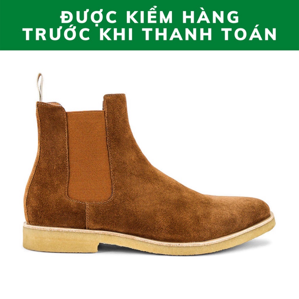 Giày Chelsea boots thời trang nam chất liệu da lộn màu nâu