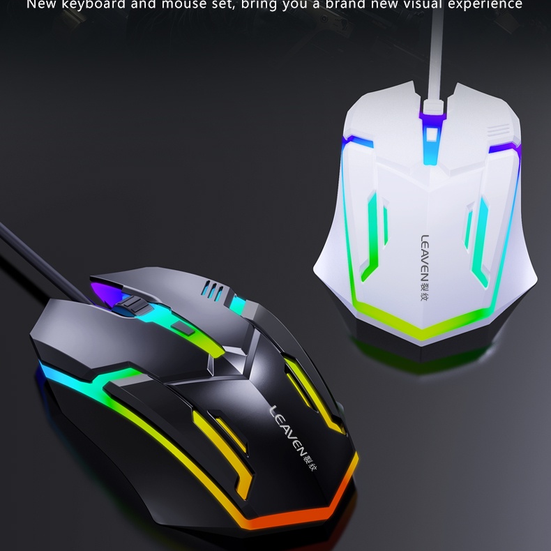 Bàn Phím Và Chuột Máy Tính LED RGB 104 phím bàn phím giả cơ LEAVEN D320 bộ bàn phím chuột