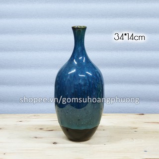 Bình hoa gốm sứ men hỏa biến Bát Tràng cao 34cm