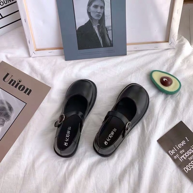 U069 Giày ULZZANG quai ngang bằng da khoá tròn đế bệt (ảnh chụp thật ở cuối) | BigBuy360 - bigbuy360.vn