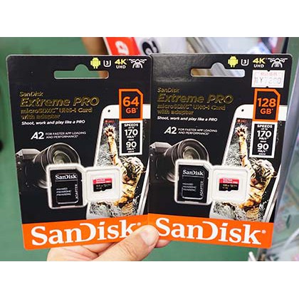 [Mã 253ELSALE hoàn 7% đơn 300K] Thẻ nhớ SD Extreme Pro Sandisk SDXC V30 64Gb (Read/Write:170/90MB/s)