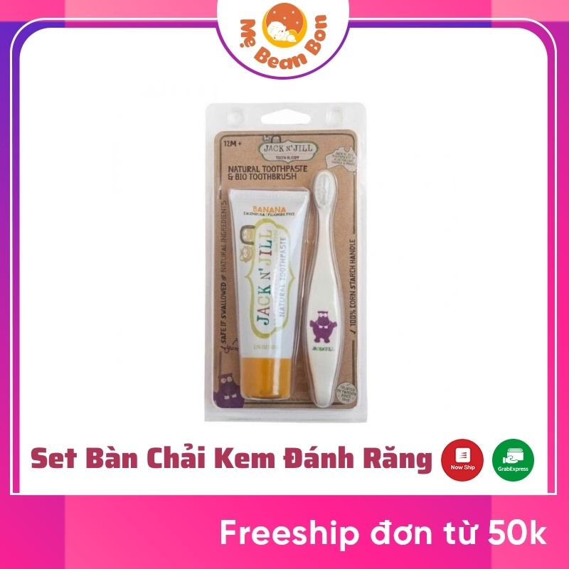 Set Bàn Chải Kem Đánh Răng JACK N’ JILL Cho Bé Từ 1 Tuổi Trở Lên Đủ Vị Chuối Dâu Có Thể Nuốt Được