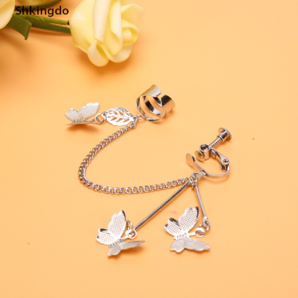 1 khuyên tai dáng dài hình bướm phong cách Harajuku cho nữ